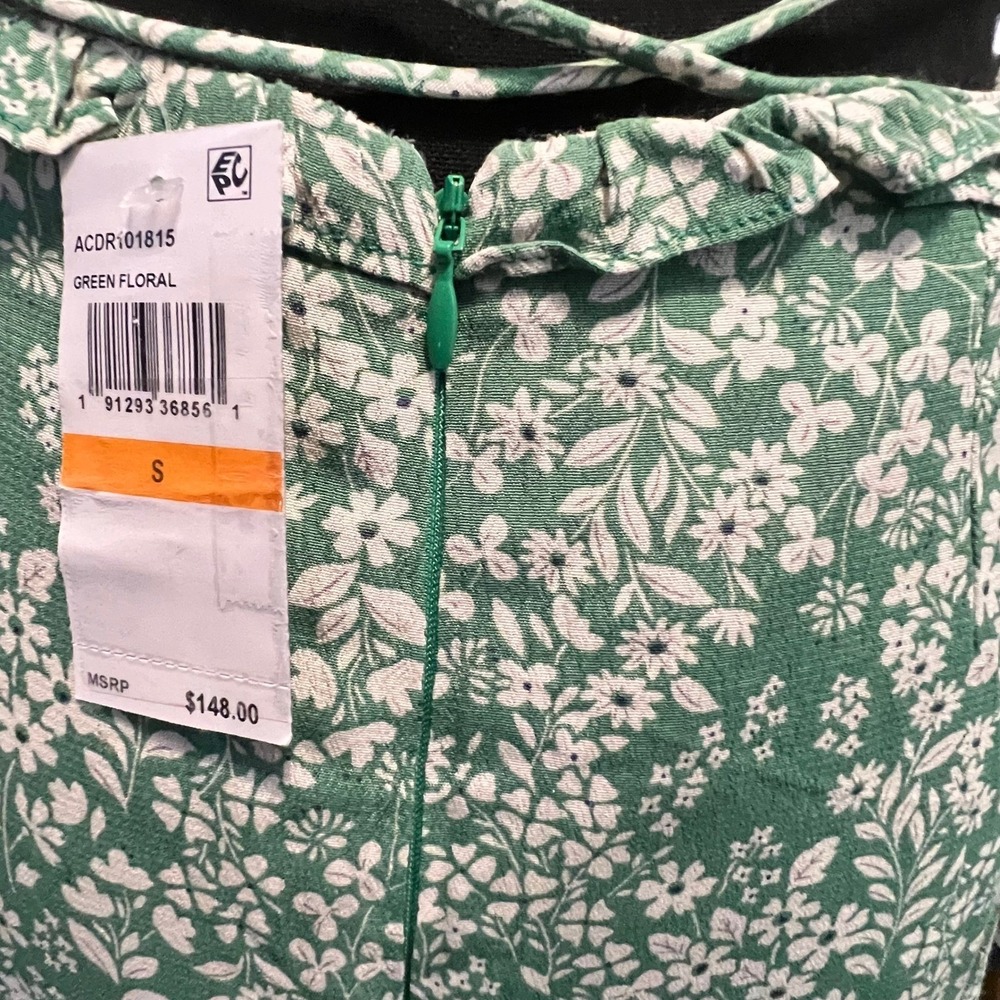 ASTR The Label Green Floral Print Maxi Dress Lace Up Back Coquette Cottage Retro - Picture 10 of 11